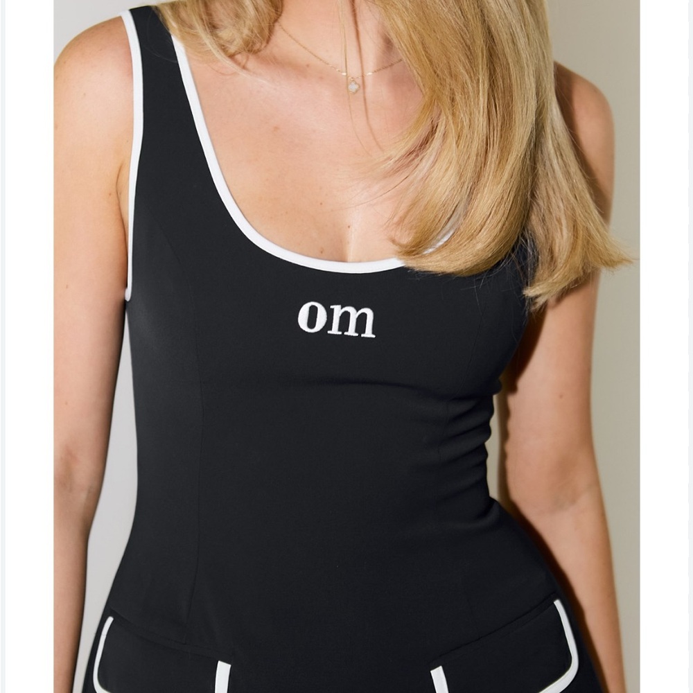 Black Mini Dress with White Trim - om Logo